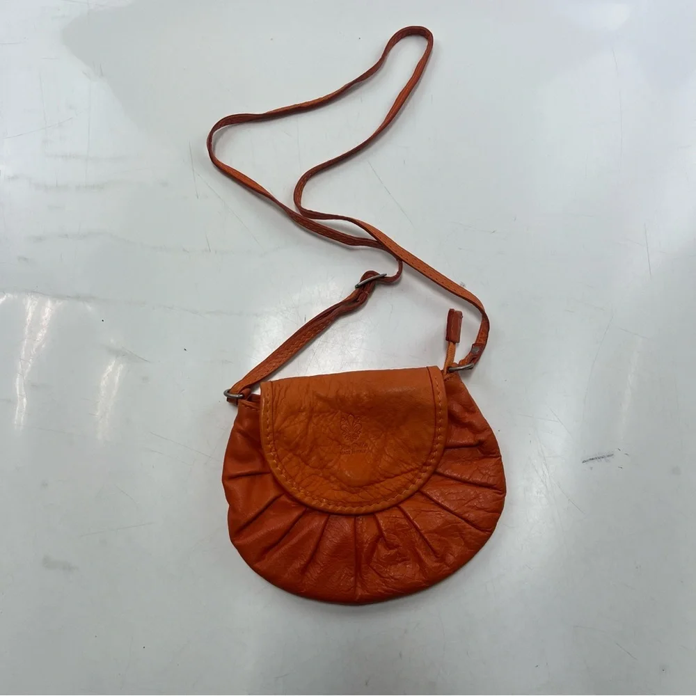 vera pelle orange genuine leather shoulder bag L120-38 - Picture 2 of 6